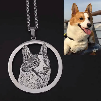 Pet photo necklaces, custom made cat and dog souvenirs, cartoon portraits, surnames, Chinese and English characters can be engraved