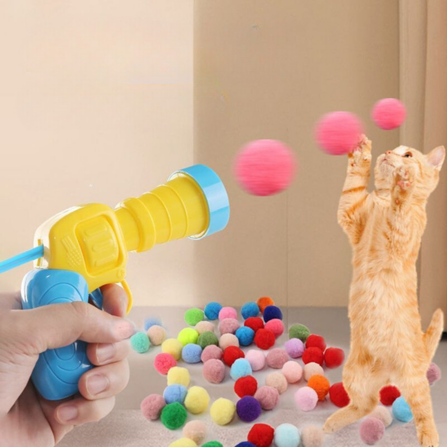 Cat Toy Ball Plush Ball Launcher - Entertaining Cat Toy