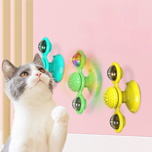 Cat Spinning Windmill Toy - Interactive Self-Play Toy