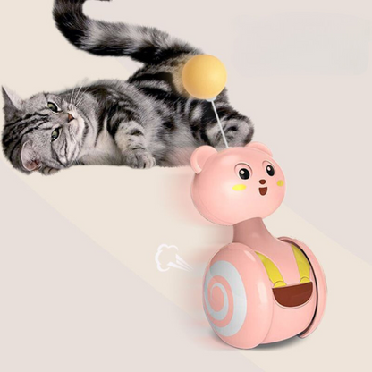 Interactive Cat Toy: Rolling Bear with Feather or Ball Attachment