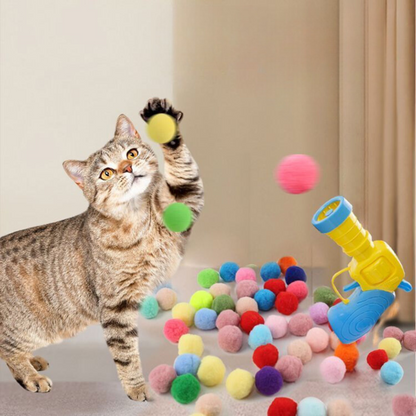 Cat Toy Ball Plush Ball Launcher - Entertaining Cat Toy