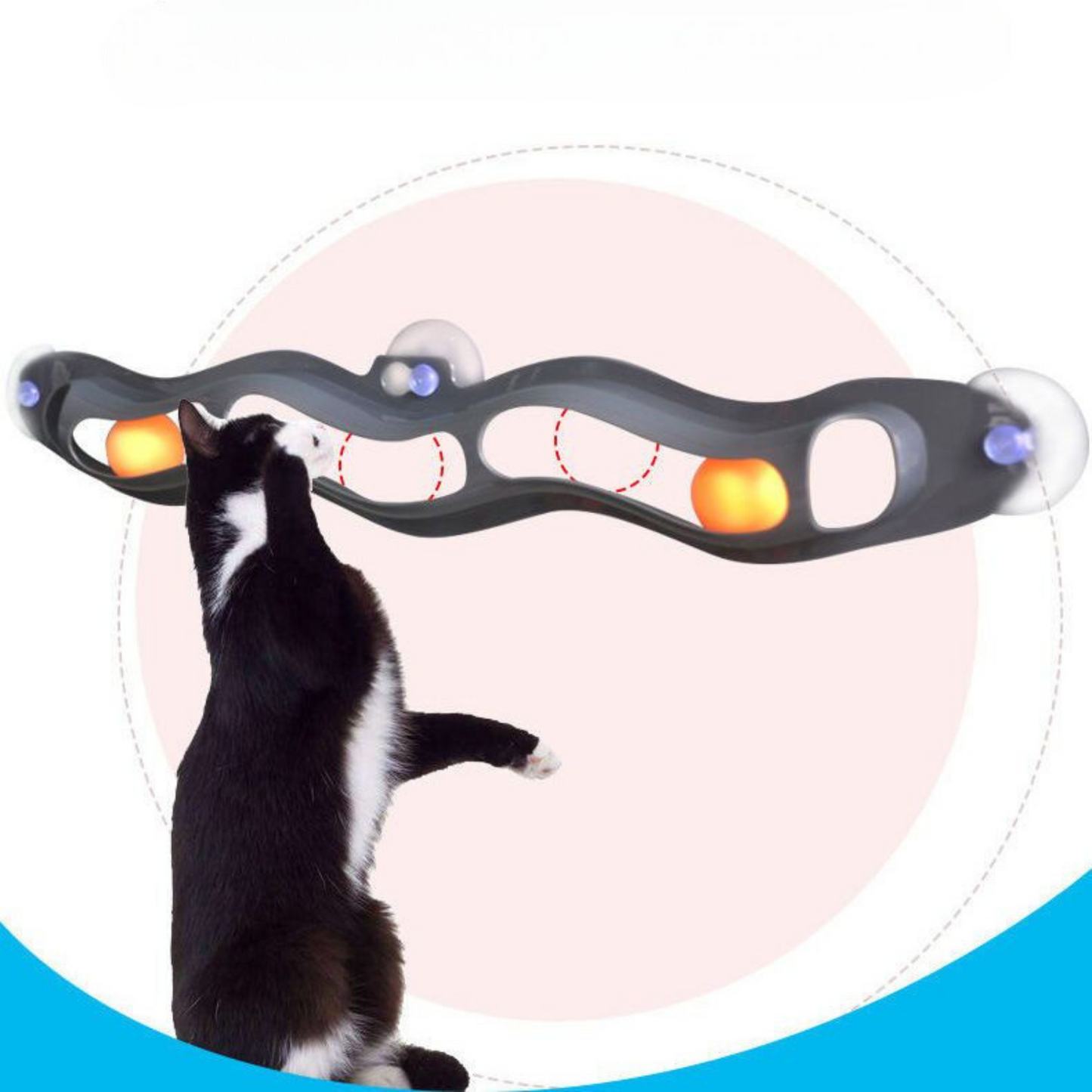 Cat Track Ball Suction Toy - Wall-Mounted Interactive Cat Play Tool