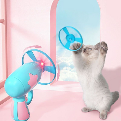 Interactive Cat Toy: Spinning Flying Discs with Launcher - Indoor Fun for Kittens