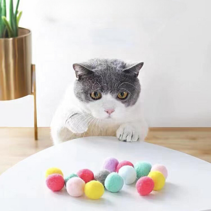 Cat Toy Launcher with 50 Colorful Fuzzy Balls - Interactive Pea Shooter for Cats